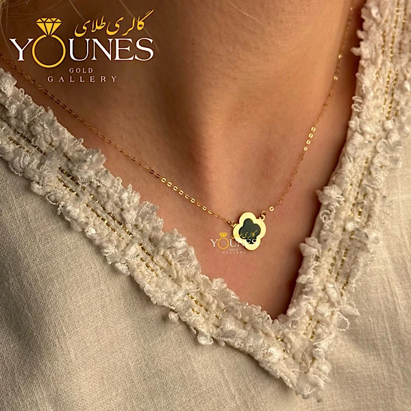 گردنبند میناکاری ونکلیف سبزتیره طلا